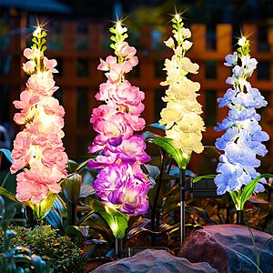 Amazon – KOOPER 4-Pack Solar Delphinium Flower Lights - $14.49 w/ Code
