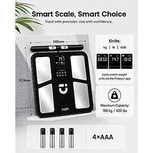 Jogfit Smart Scale w/ 8-Electrode BIA, Full Body Composition Analysis for $45.99 (Reg. $99.99) + Free Shipping w/ Promo Code
