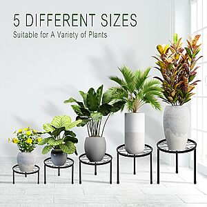 CADANI 5 Pack Metal Plant Stands for Outdoor Indoor, Anti-Rust Iron Flower Pot Stand, Heavy Duty Plant Pot Stand for Multiple Plant $15.99