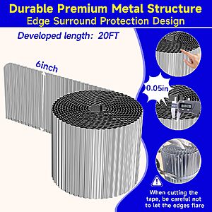 Corrugated Garden Edging,6"×20Ft Galvanized Steel Landscape Edging & Lawn Edging Border,Metal Garden Border for Flower Beds,Garden,Lawn,Raised Beds & Tree Surrounds(Silver) $11.39