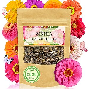 Zinnia Seeds Bulk 5,000+ | Outdoor Flower for Planting |Giant Zinnia Seeds for 2026 | Mixed Colors & Large Blooms for Gardens| High Germination, Beginner-Friendly $5.57