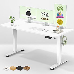 Veken 55 Inch Large Electric Standing Desk, Gaming Table, White $109.98