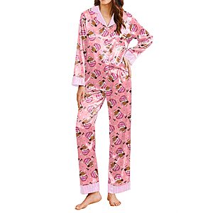 Ekouaer Silk Pajamas Long Sleeve Satin Pajama Set $11.99