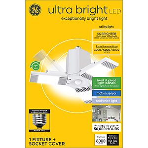 GE 8000 -Lumens LED Screw-in Ceiling-mounted Work Light one_size in White | 93129815 $29.98