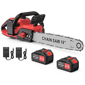 Brushless 16 Inch Cordless Chainsaw, $97.99 with coupon and code