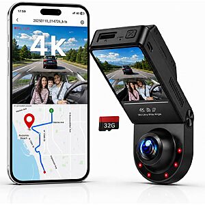 Dash Cam Front and Inside 4K+2.5K $59.99 after coupon