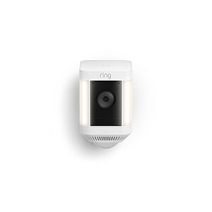 Ring Spotlight Cam Plus, Battery, Home or Business Security with HD video, Two-Way Talk, Color Night Vision, and Security Siren, White $79.99