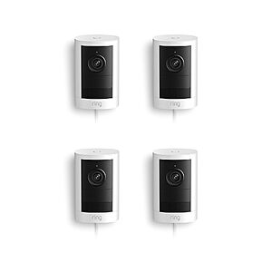 Ring Outdoor Cam 2K (newest model), Plug-In, Home or business security, Wide-Angle Retinal 2K Video, 6x Enhanced Zoom, Night Vision, 4-Pack, White $199.96