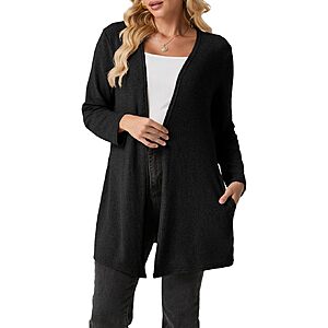 FREEOAK Women's Lightweight Open Front Long Sleeve Cardigan Sweater w/ Pockets (Various) $7.99 + Free Shipping w/ Prime or on $35+