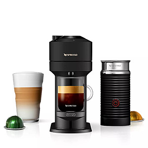 Nespresso Vertuo Next Coffee and Espresso Maker by De'Longhi, Matte Black with Aeroccino Milk Frother $100