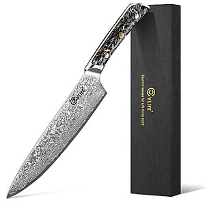 CVLIFE Chef Knife, 8" Damascus Steel Knife with High Carbon  $25.99 AC