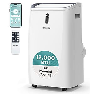 SereneLife 12,000 BTU Portable Air Conditioner | AC, Dehumidifier & Fan $329.9
