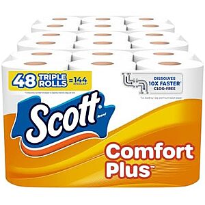 [SnS, AC] $14.24* | 48-Pk 231-Sheets Scott 1-Ply Toilet Paper Double Rolls (Comfort Plus) at Amazon