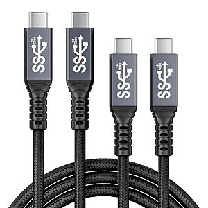 HOTUTUKI 2-pack USB-C Cable 3.3FT 10gbps 100W $4.99