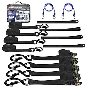 4-Pack 1"x15' DJDAJIA Tie Down Ratchet Straps w/ Soft Loops & Coated S-Hooks (Black) $16.99 + Free Shipping w/ Prime or on $35+
