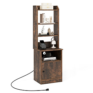 Costway 6-Tier Bookshelf Nightstand with Charging Station and Cabinet $64.99 + Free Shipping