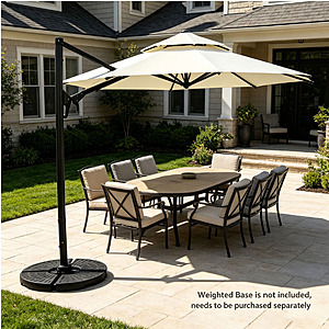 Ainfox 10' Double Top Offset Cantilever Heavy-Duty Patio Umbrella w/ 360° Rotatable UPF 50+ Sun Shade (Beige) $180 + FS