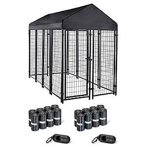 Amazon Basics Welded Rectangular Outdoor Wire Crate Kennel (102"x48"x72") + 240-Ct Amazon Basics Dog Poop Bags $148 + Free Shipping w/ Prime or $6 Fee per Order