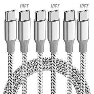 [Prime] 3-Pack 10' Kyehd USB-C to USB-C 60W Braided Cables (Grey White) $3.99 + Free Shipping