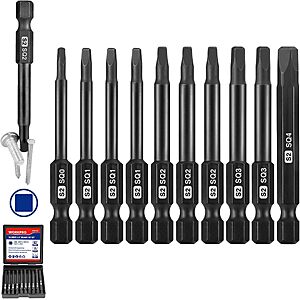 WORKPRO 10-Piece 2.3" Magnetic Square Drive Impact Screwdriver Bit Set w/ 1/4" Hex Shank $7.99 + Free Shipping w/ Prime or on $35+