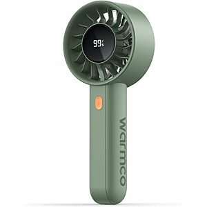 Warmco 5000mAh Portable Handheld Fan w/ LED Display & 4-Speed Settings (Green or White) $12.49 + Free Shipping w/ Prime or on $35+