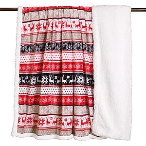 50" x 60" Hitime Christmas Sherpa Fleece Throw Blanket (Gray Red Stripe) $8.39 + Free Shipping w/ Prime or on $35+