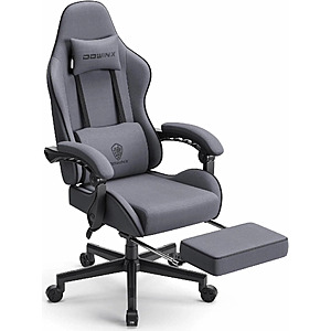 Dowinx Fabric Gaming Chair w/ Massage Lumbar Support (Dark Grey) $99.99
