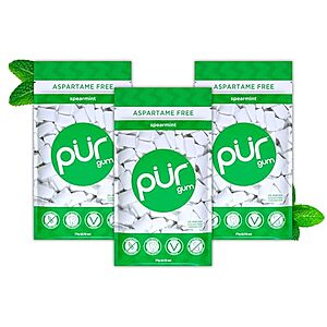 [NEW, SnS] $2.85 | 3-Pack 55-Count PUR Gum Spearmint, Xylitol Gum at Amazon