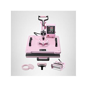 12"x15" VEVOR 5-in-1 Heat Press Machine w/ 360° Swing Away Arm & 30-Oz Tumbler Press (Pink) $124.99 + Free Shipping w/ Prime or $6 Fee per Order