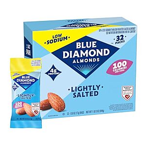 [SnS] $12.15 | 32-Pack 0.6-Oz Blue Diamond Almonds (Lightly Salted) at Amazon