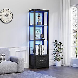 3-Shelf Display Shelf w/ 3-Color LED Lighting (Black) $47.99 + Free Shipping