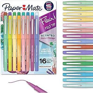 $9.97* | 16-Count Paper Mate Flair Nature Escape Scented Felt Tip Pens, Medium Point (0.7mm), Assorted Colors at Amazon