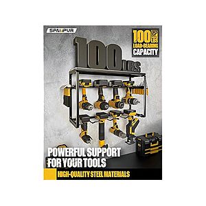 $15 FS PRIME WOOT Power Tool Organizer, 8 Drill Holders Wall Mount, 3 Layer Heavy Duty Metal Storage for Garage Organization,
