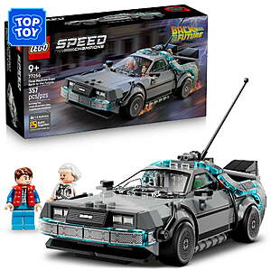 LEGO Speed Champions Time Machine from Back to the Future Building Toy DeLorean- 77256 - $22.49