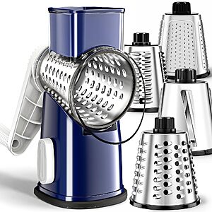 Weltonhm 4 in 1 Large Rotary Cheese Grater Hand Crank with 4 Stainless Steel Blades for Vegetables, Veggie and Cheese $16.49