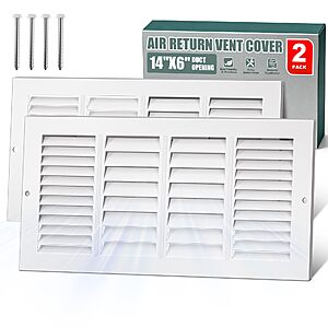 Amazon – JSLIN 14x6 Steel Air Return Vent Covers, 2-Pack - $6.74–$8.69 w/ Code + Coupon