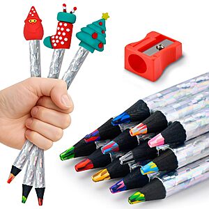 FilmHOO 12 Rainbow Colored Pencils,Stocking Stuffers for Kids 4-12 Year Old $2.99