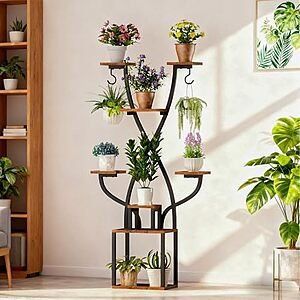 $39.98* | 8-Tier 64" Xyadx Unique X-Shaped Indoor Metal Plant Stand w/ Grow Lights at Amazon