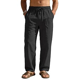 $14.99* | RQP Men's Cotton Linen Drawstring Pants (Various) at Amazon