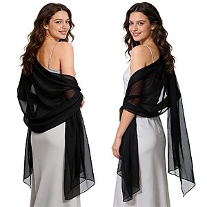 Amazon – BSRGMS Chiffon Shawl Wraps, 2-Pack - $7.50–$9.50 w/ Code