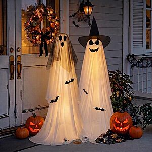 [Prime] 2-Pack 5' Minetom Light-Up Halloween Ghost Decorations w/ Remote (Veil-Witch Hat) $16.99 ($8.50 each) + Free Shipping