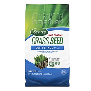Scotts Turf Builder Grass Seed Sun & Shade Mix, 5.6 lbs. $20.97