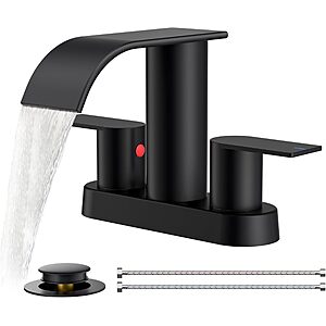 [Prime] FORIOUS 4" Centerset 2-Handle Waterfall Bathroom Faucet w/ Pop-Up Drain (Matte Black) $30.71 + Free Shipping