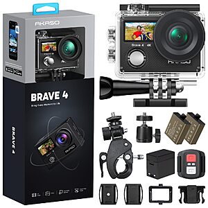 [Limited deal] AKASO Brave 4 Action Camera 4K30 Ultra Hd Waterproof Underwater Camera $69.98