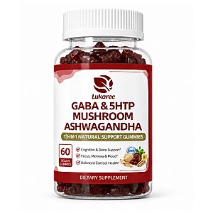 Lukaree GABA & Mushroom Gummies for Natural Sleep & Calm Support $11.25