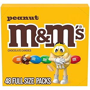 [SnS] $25.58 | 48-Pack 1.74-Oz M&M's Peanut Chocolate Candy at Amazon (53.3￠ each)