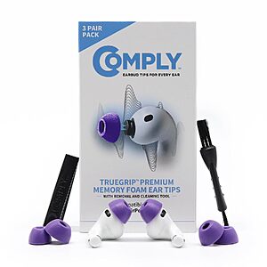 6-Count Large Comply TrueGrip Memory Foam Replacement Ear Tips for AirPods Pro Gen 3 (Purple) $13.99 + Free Shipping w/ Prime or on $35+