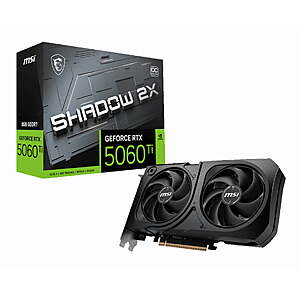 MSI GeForce RTX 5060 Ti 8G SHADOW 2X OC PLUS Graphics Card $389