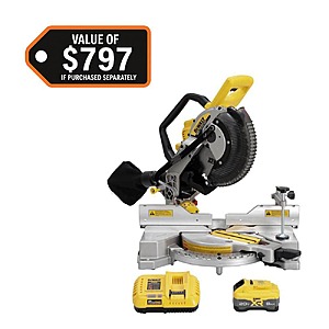 Dewalt 20V MAX XR Lithium-Ion Cordless 10 in. Double Bevel Miter Saw With 8ah XR Battery And Charger $399