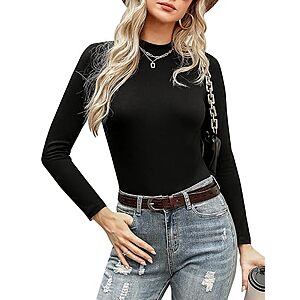 Marvmys Women's Cotton Mock Neck Base Layer $4.99 AC